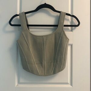 Aritzia Babaton Sculpt Knit Bustier - sage green, small